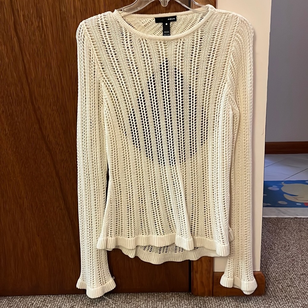 Aqua beige long sleeve sweater